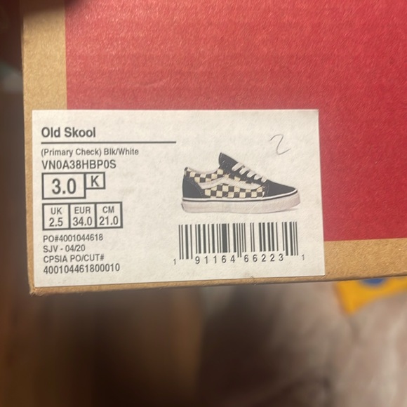 Kids size 3 vans suede and canvas black and white checkered - Picture 7 of 7